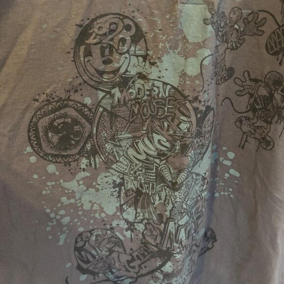 Disneyland Mickey Mouse Graffiti Graphic Polo Shirt Gray Short Sleeve Mens Sz L - Picture 2 of 10